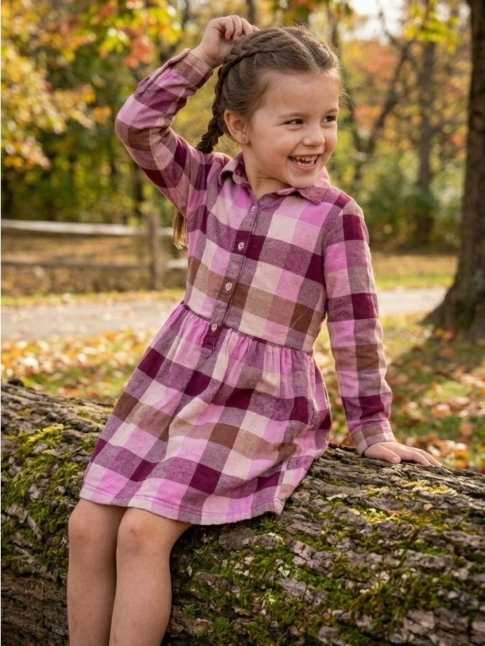 Carter's Pink Plaid Flannel Dress - Size 4T - Picture 1 of 6
